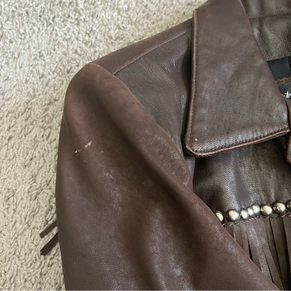 Patricia Wolf Fringe Leather Western Button Front Jacket - Picture 6 of 11